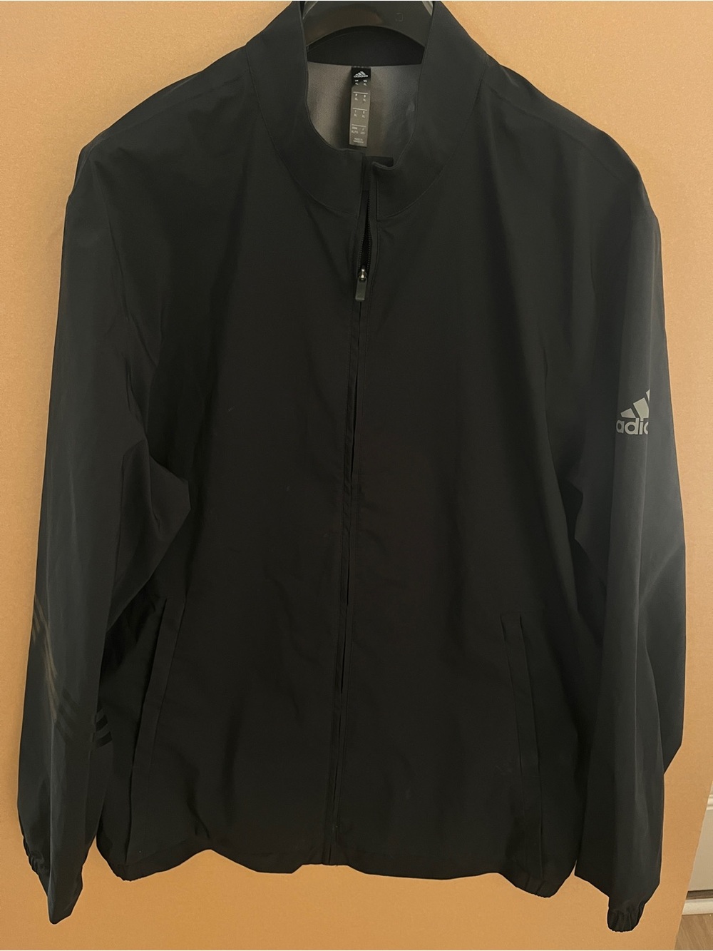 Adidas Men's Black Full Zip Track Jacket Lightweight Windbreaker XL Mint